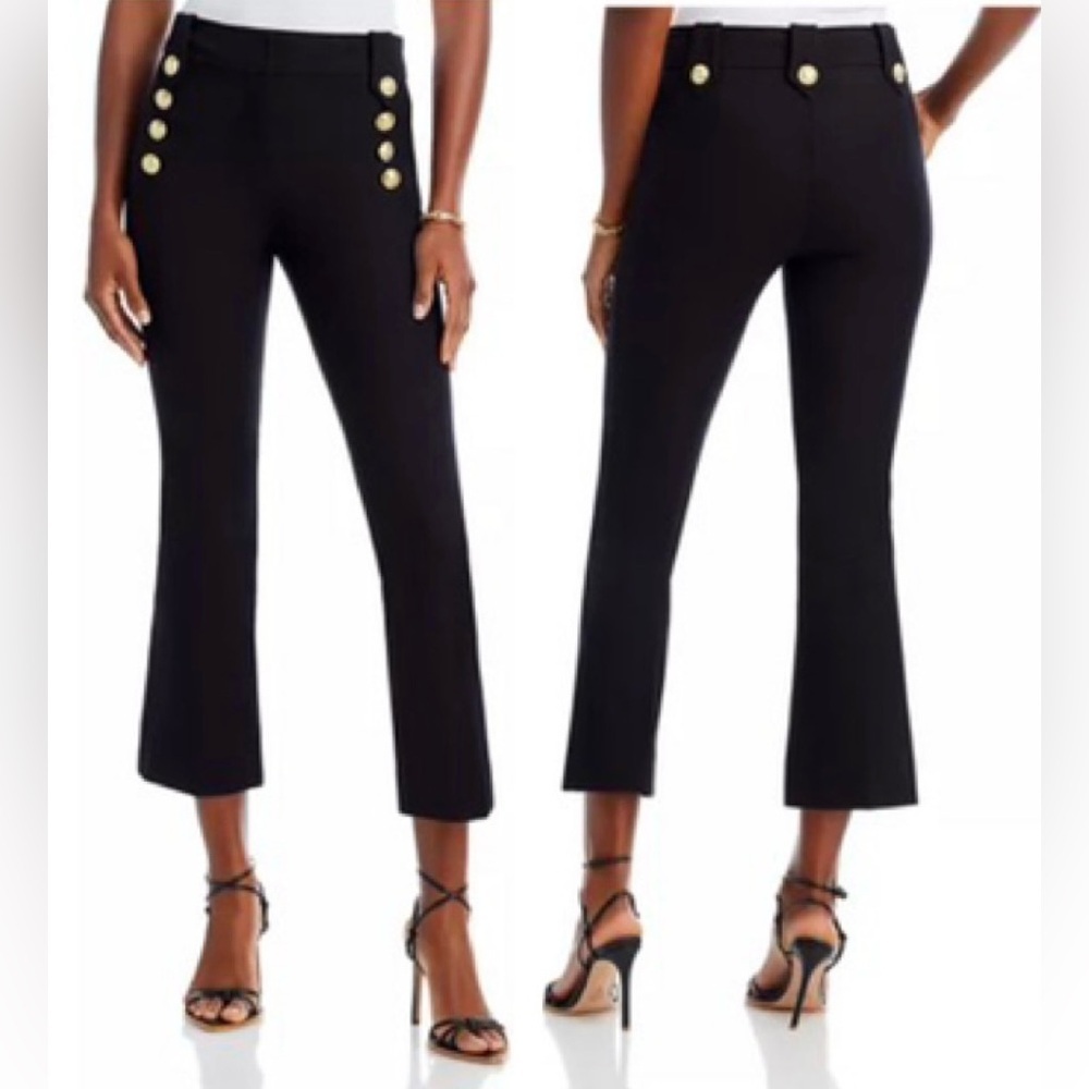 Derek Lam 10 Crosby Robertson High Waisted Crop Flare Pants Buttons Stretch